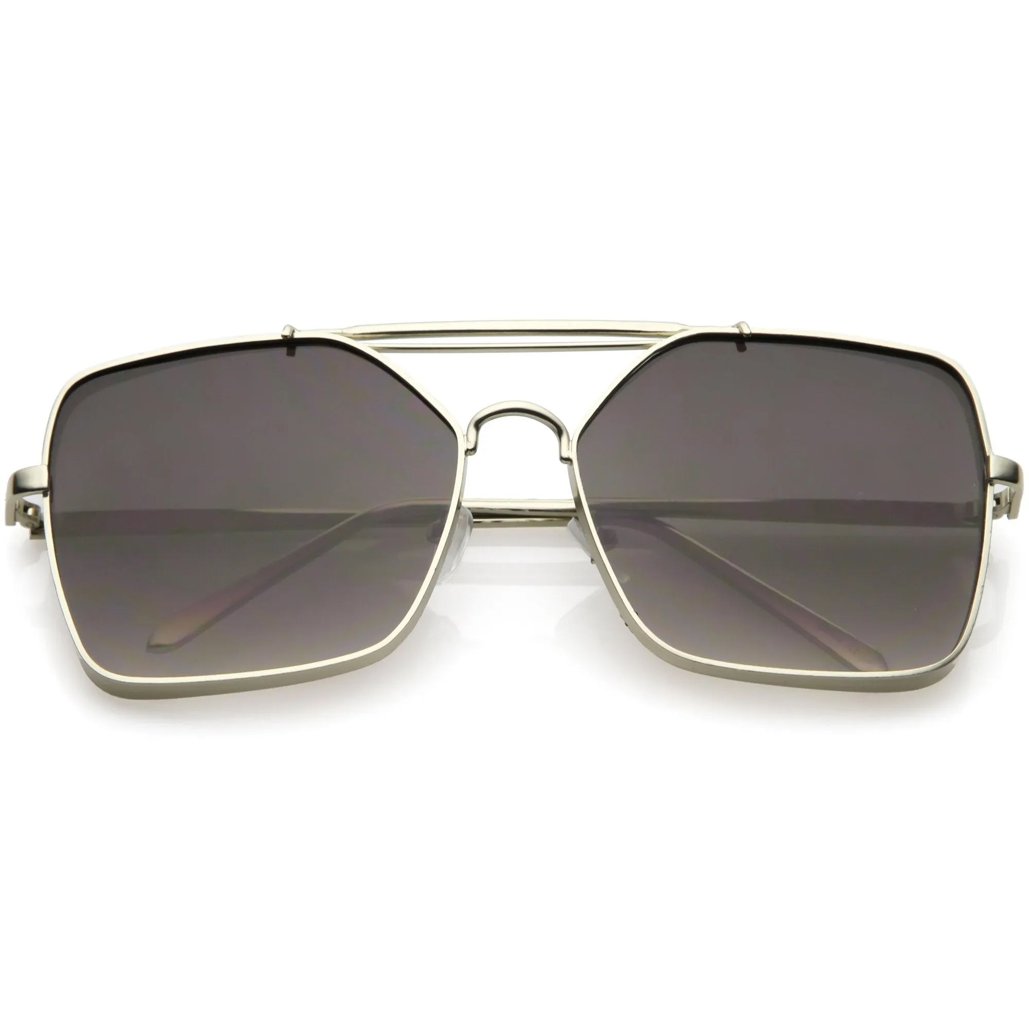 Retro Modern Square Reinforced Metal Flat Lens Aviator Sunglasses C161