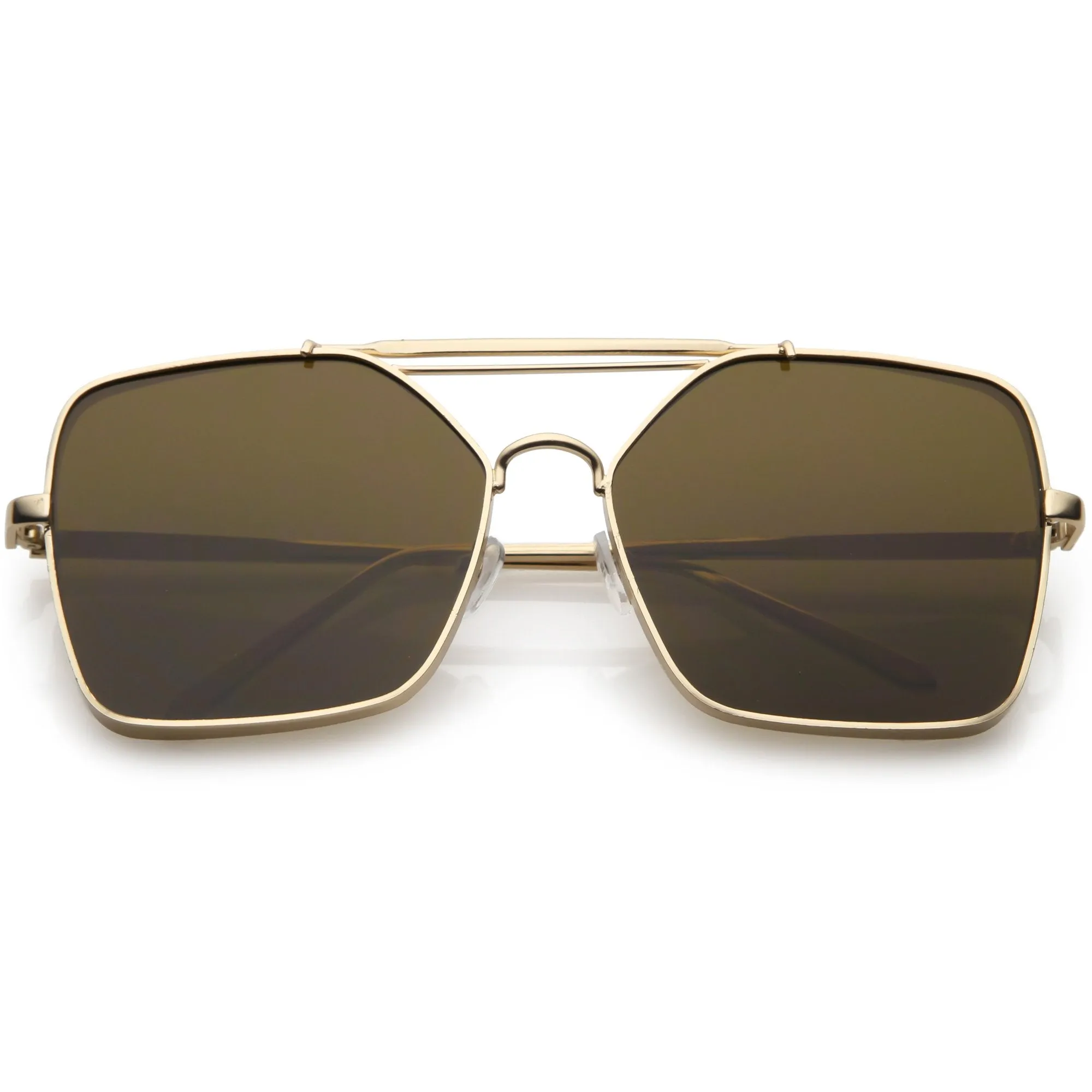Retro Modern Square Reinforced Metal Flat Lens Aviator Sunglasses C161