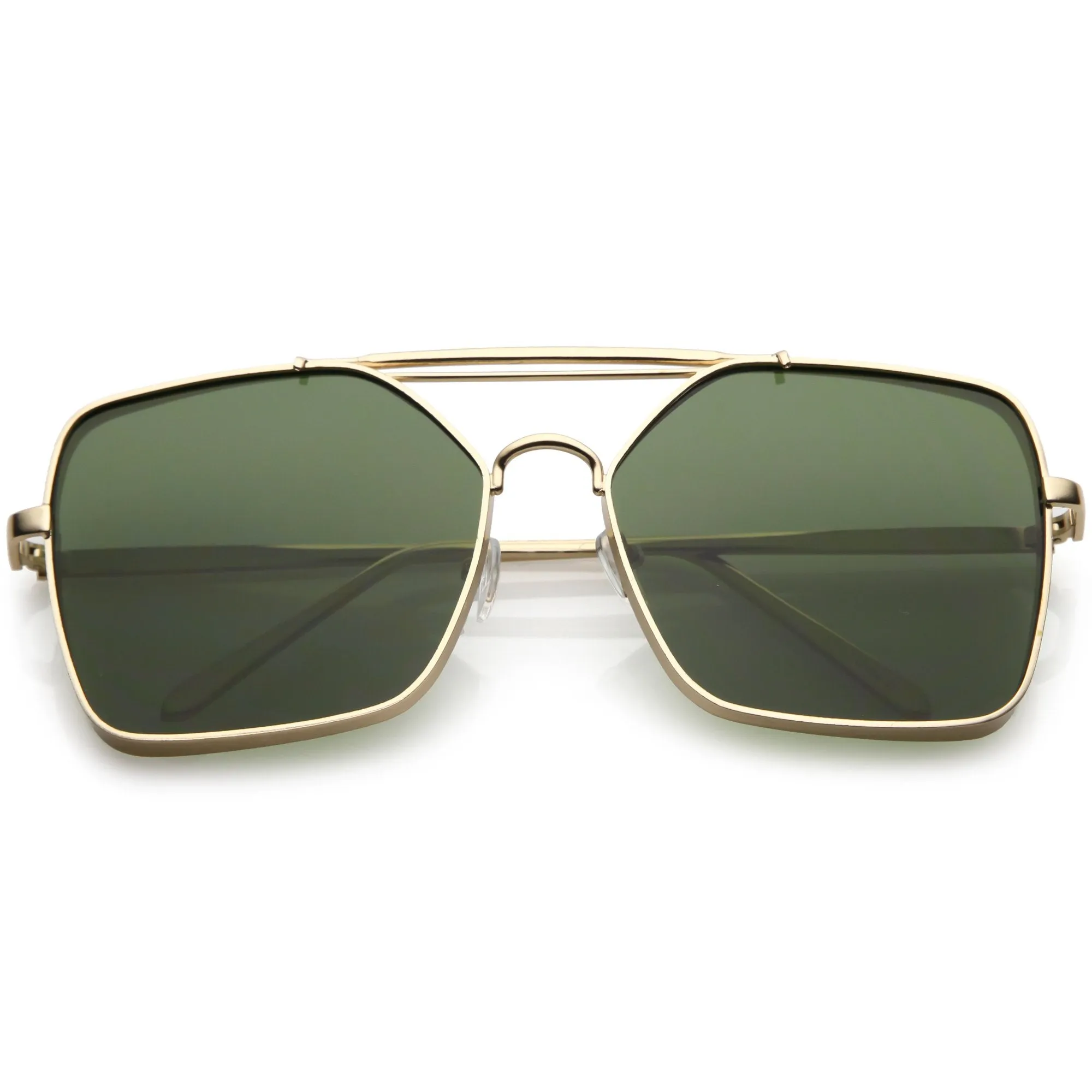 Retro Modern Square Reinforced Metal Flat Lens Aviator Sunglasses C161