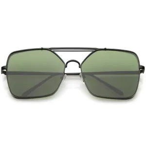 Retro Modern Square Reinforced Metal Flat Lens Aviator Sunglasses C161