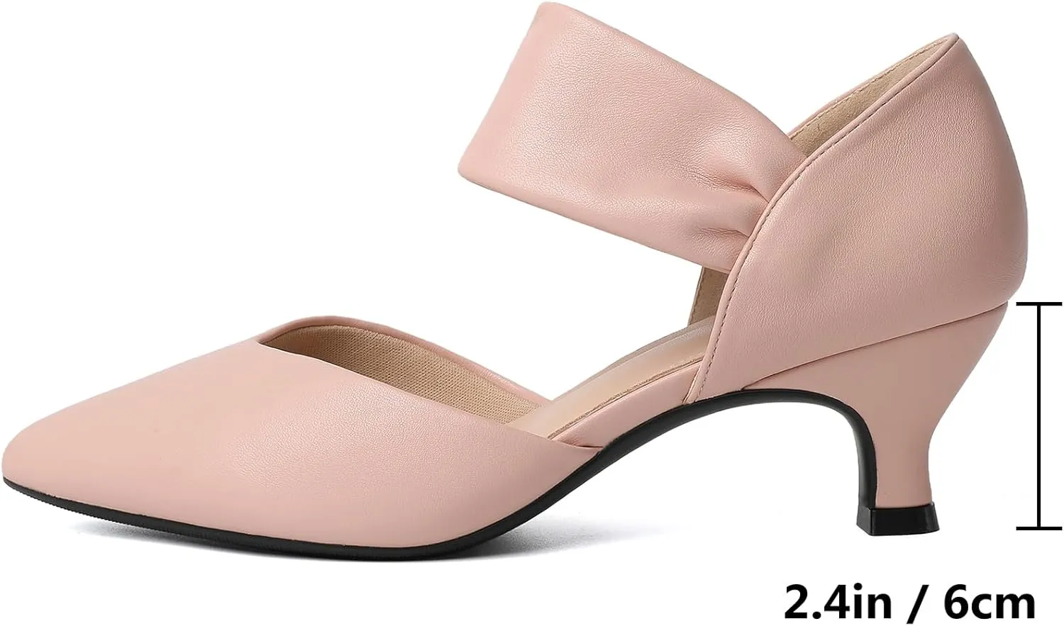 RIBONGZ Kitten Heels for Women Closed Toe Comfortable Low Heels Pointed Toe Sexy Slip on Pumps Bridal Party Dressy Shoes