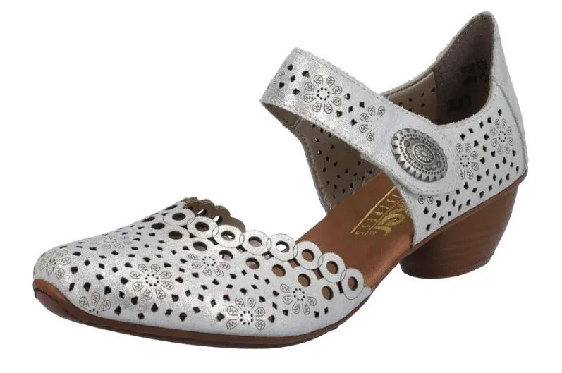 Rieker Delphi Silver Womens Cut Out Sandals 43753-90