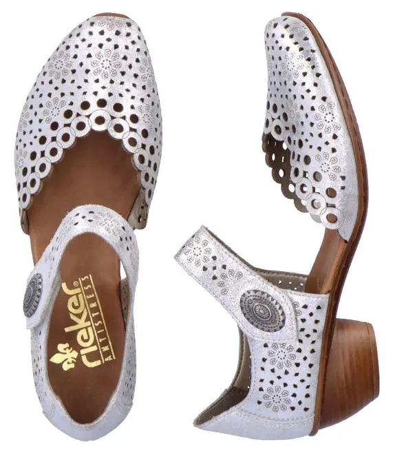 Rieker Delphi Silver Womens Cut Out Sandals 43753-90