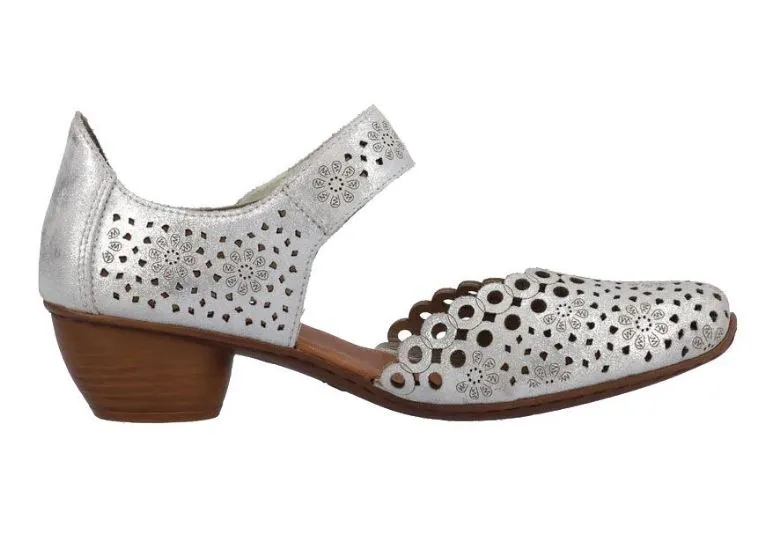Rieker Delphi Silver Womens Cut Out Sandals 43753-90