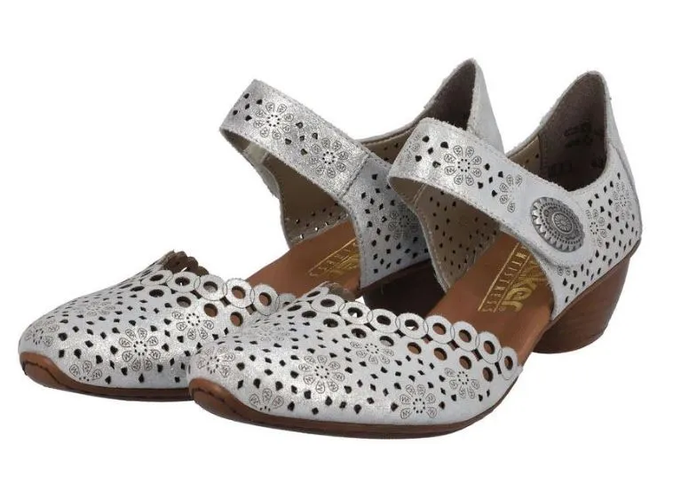 Rieker Delphi Silver Womens Cut Out Sandals 43753-90
