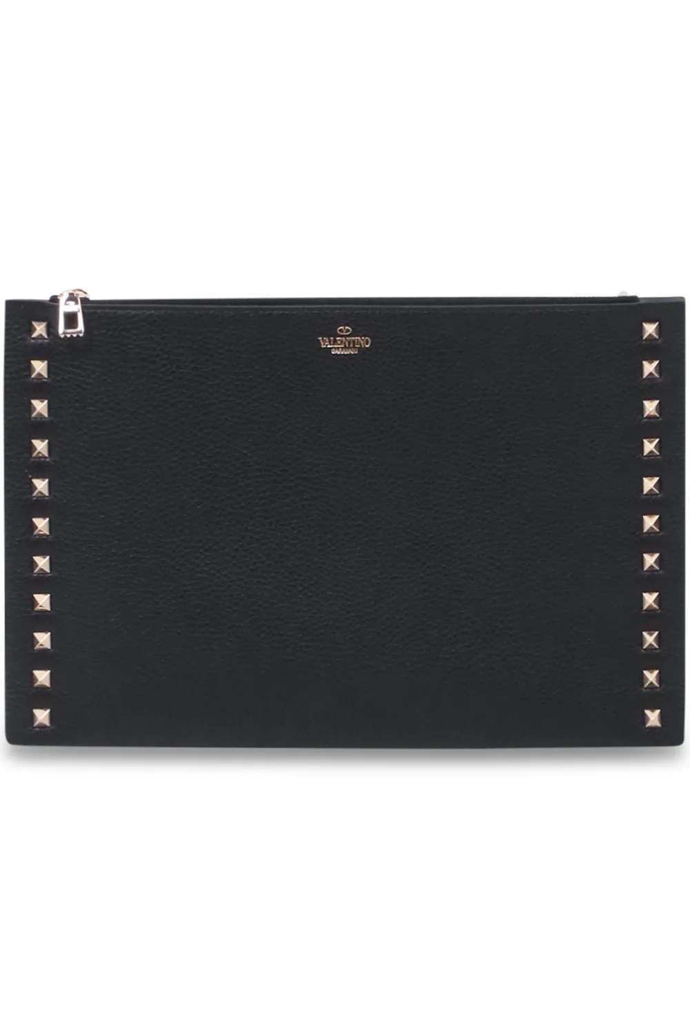 ROCKSTUD LARGE FLAT POUCH | NERO