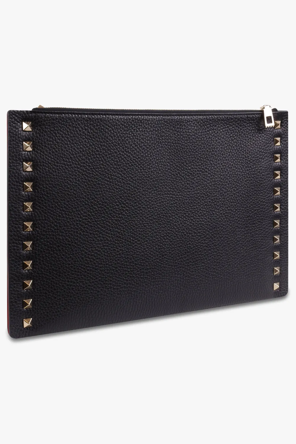 ROCKSTUD LARGE FLAT POUCH | NERO