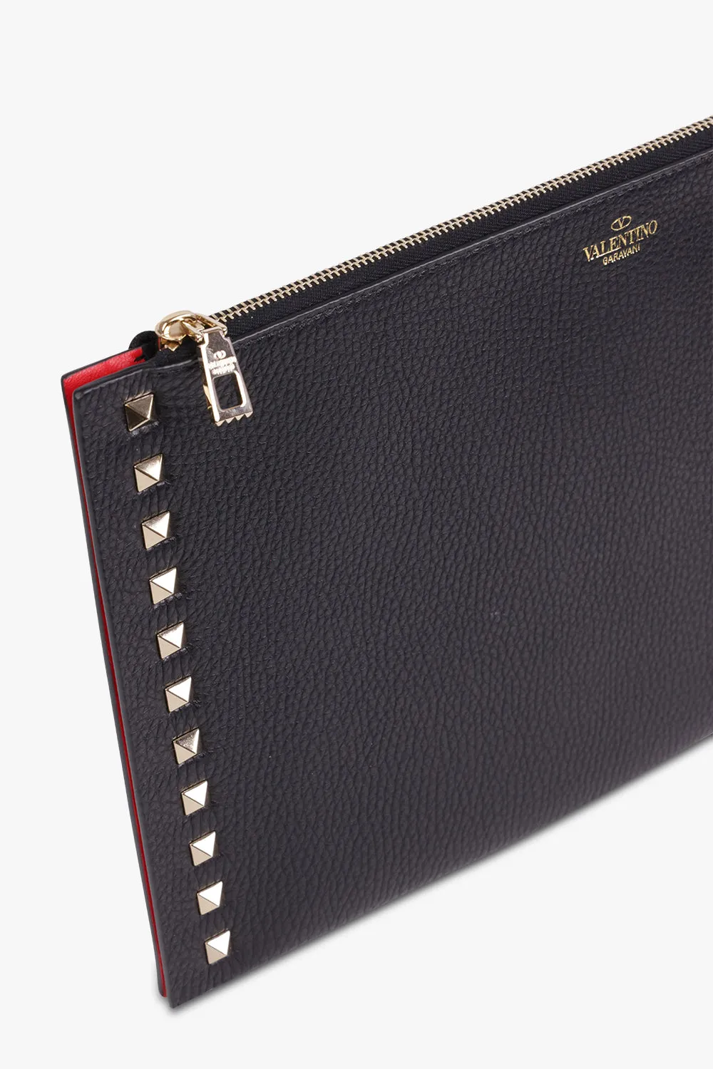 ROCKSTUD LARGE FLAT POUCH | NERO
