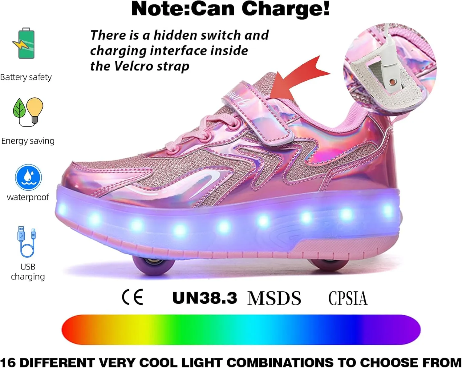 Rolling Skate Shoes for Boys Girls Roller Sneaker with Wheels Fashion Footwear Skate Wheeled Shoe for Kids Christmas Birthday Children Show Gift