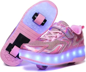 Rolling Skate Shoes for Boys Girls Roller Sneaker with Wheels Fashion Footwear Skate Wheeled Shoe for Kids Christmas Birthday Children Show Gift