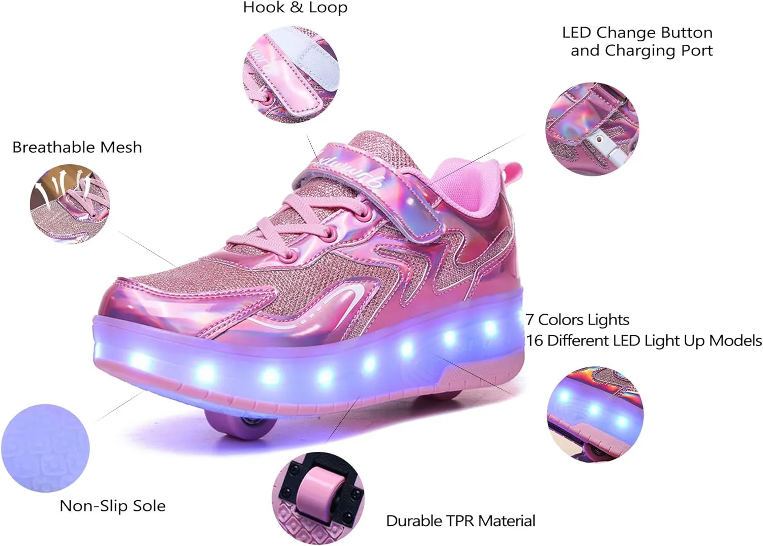 Rolling Skate Shoes for Boys Girls Roller Sneaker with Wheels Fashion Footwear Skate Wheeled Shoe for Kids Christmas Birthday Children Show Gift