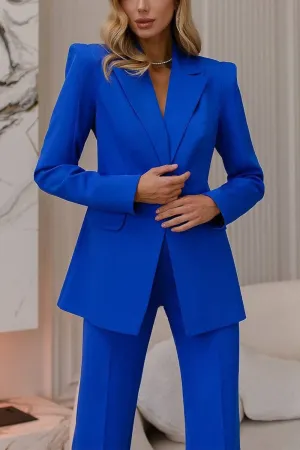 Royal Blue 2 Piece Business Casual Slim Fit Women's Suit (Blazer Pants)