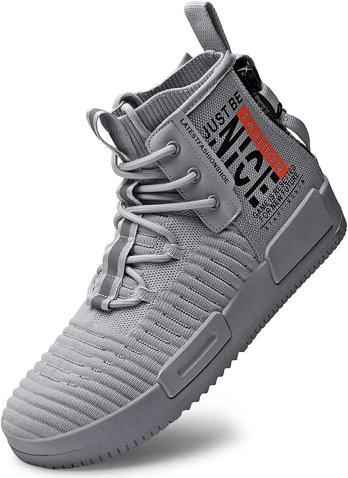 RUNMAXX Mens Fashion Walking Lace Up High Top Shoes Stylish Running Athletic Casual Sneaker