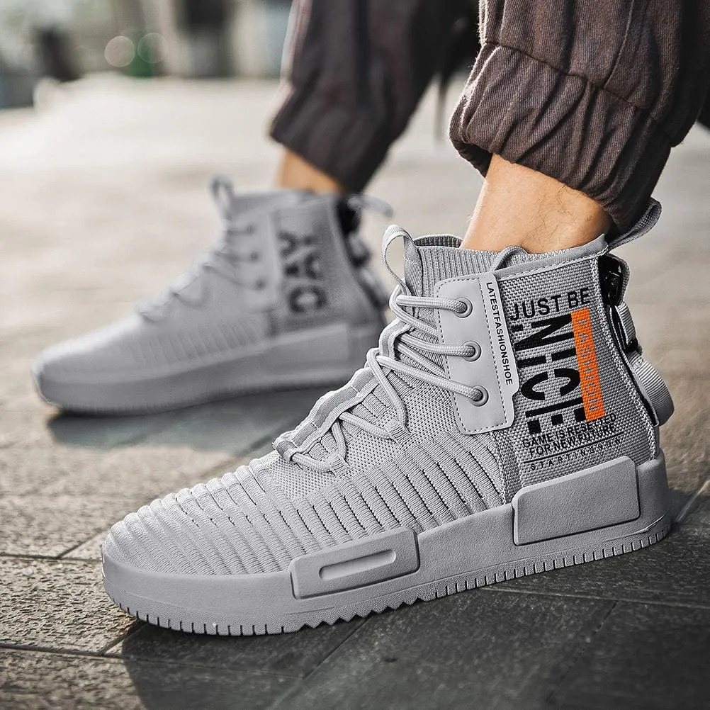 RUNMAXX Mens Fashion Walking Lace Up High Top Shoes Stylish Running Athletic Casual Sneaker
