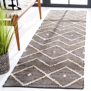 SAFAVIEH Kilim Collection Runner Rug - 2'3" x 7', Charcoal & Natural, Handmade Moroccan Boho Jute & Cotton, Ideal for High Traffic Areas in Living Room, Bedroom (KLM750H)