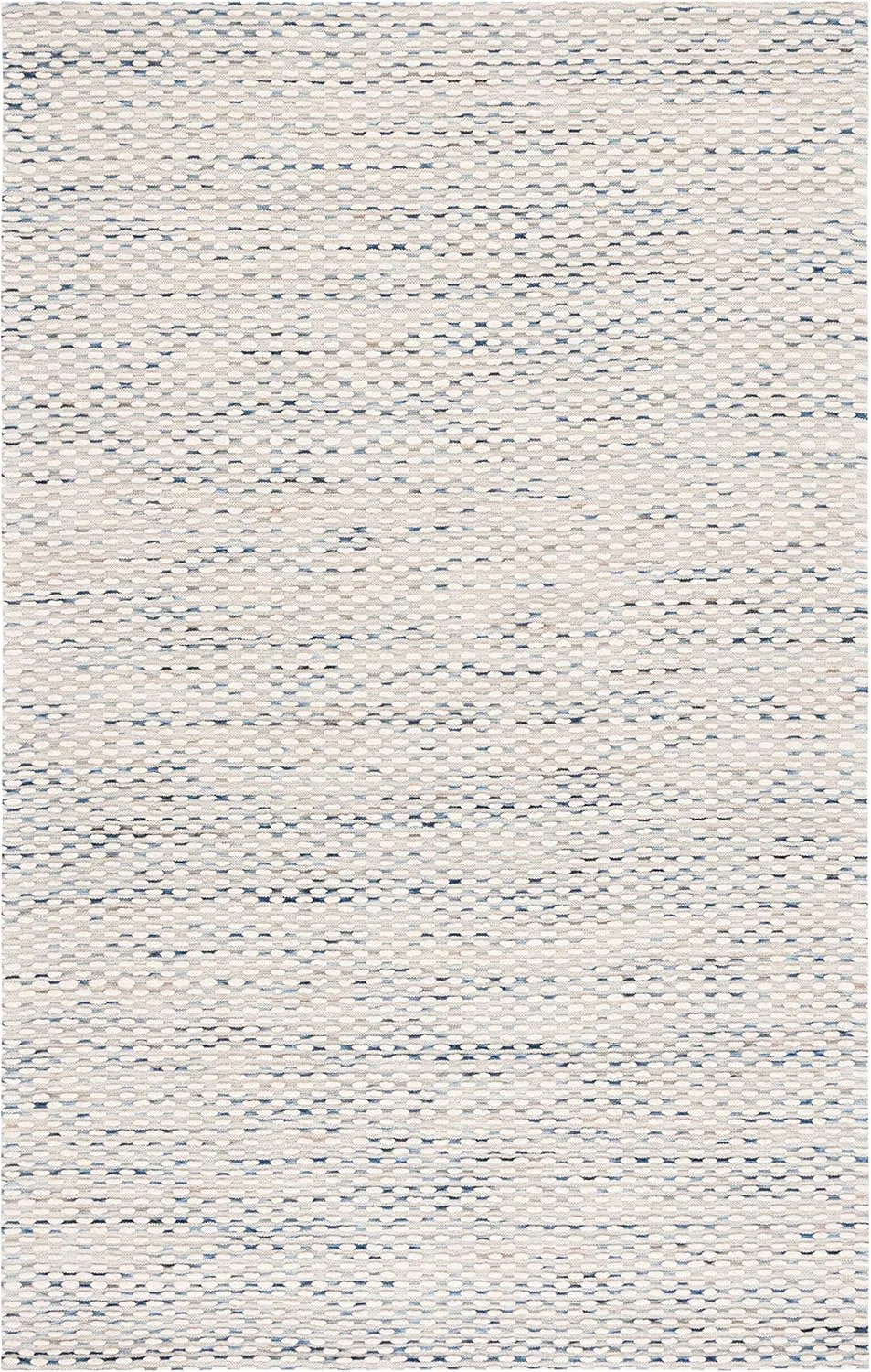 SAFAVIEH Marbella Collection Area Rug - 8' x 10', White & Navy, Handmade Wool, Ideal for High Traffic Areas in Living Room, Bedroom (MRB158N)