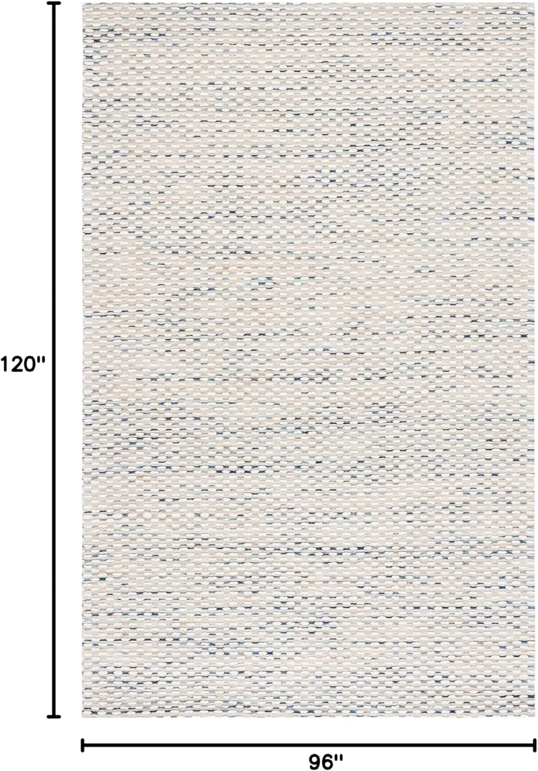 SAFAVIEH Marbella Collection Area Rug - 8' x 10', White & Navy, Handmade Wool, Ideal for High Traffic Areas in Living Room, Bedroom (MRB158N)