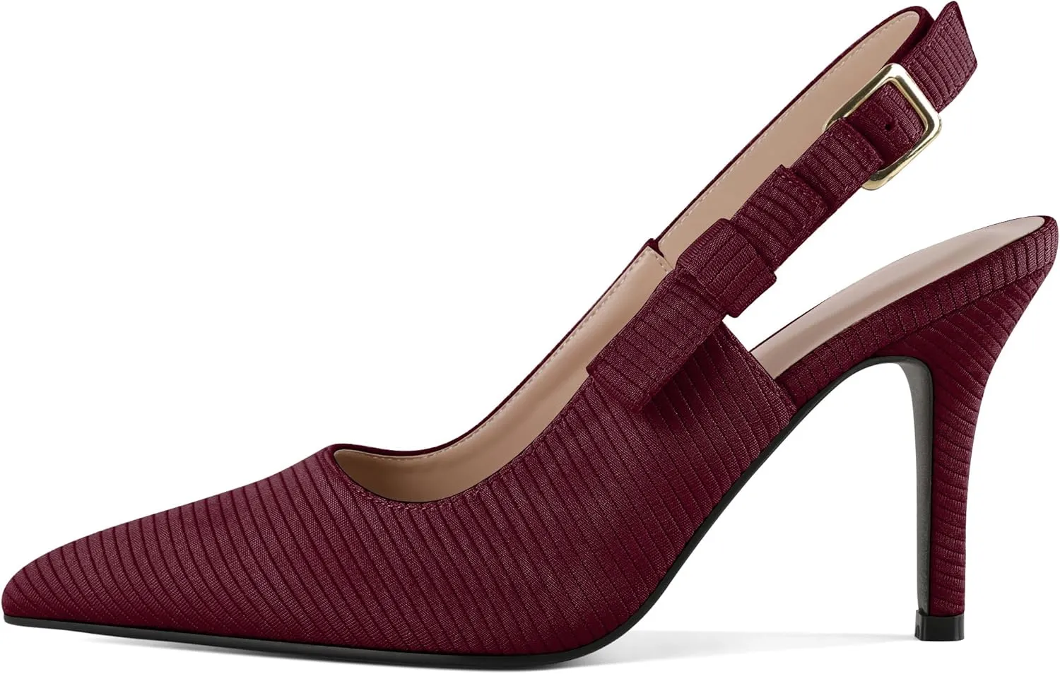 SAMMITOP Womens Slingback High Heels Pointed Toe Stiletto Bowknot Pumps Knitted Slip On Fashion Wedding Bridal Prom Dress Shoes 3.5 Inch