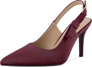 SAMMITOP Womens Slingback High Heels Pointed Toe Stiletto Bowknot Pumps Knitted Slip On Fashion Wedding Bridal Prom Dress Shoes 3.5 Inch