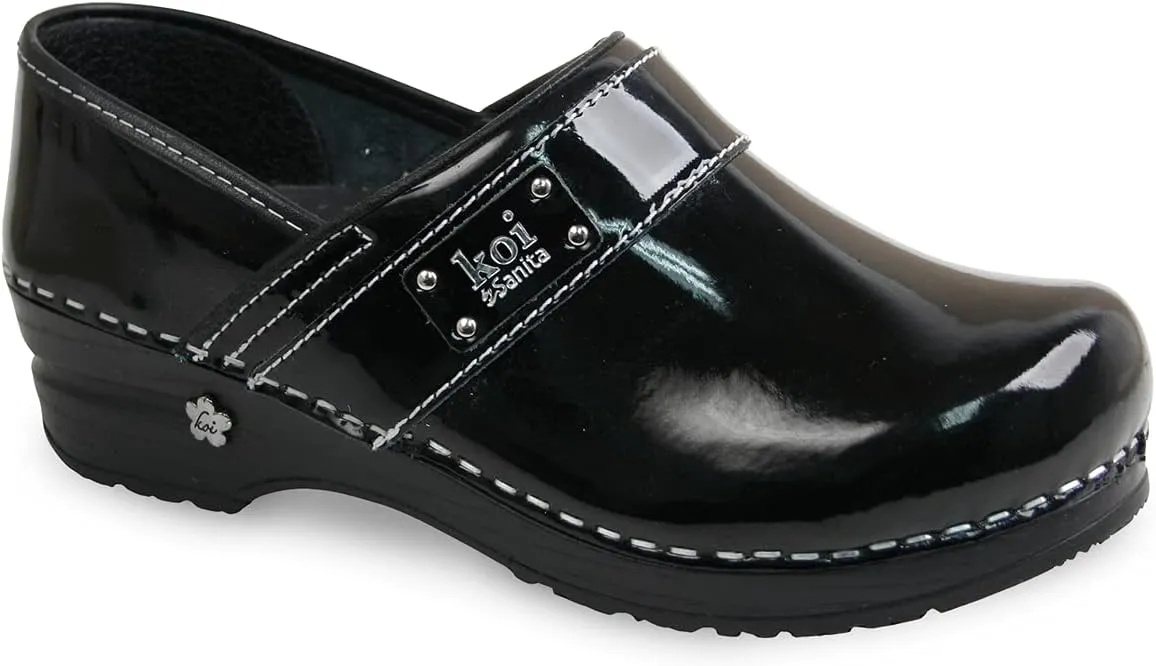 Sanita Lindsey Patent Leather Clogs for Women - Arch Support, Durable, APMA-Approved Slip-On Shoes