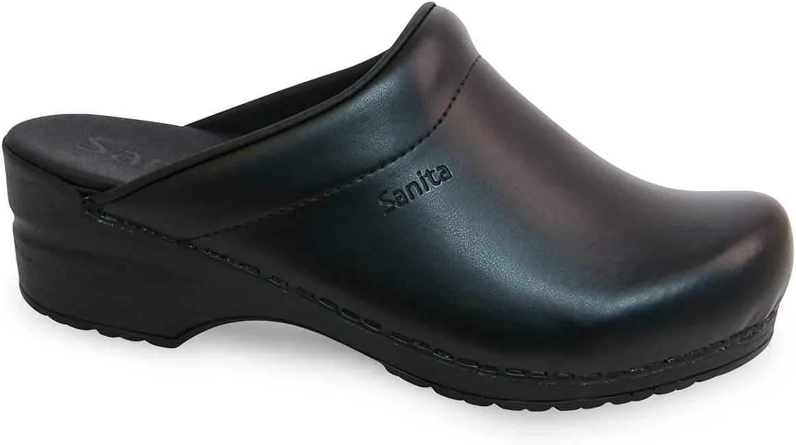 Sanita Sonja PU Professional Women's Clog - APMA-Approved, Open-Back PU-Coated Leather Slip On Shoes