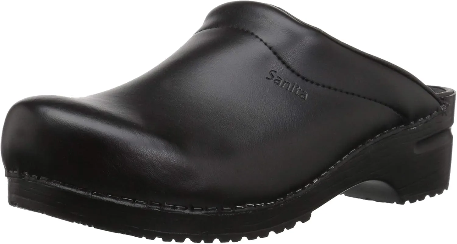 Sanita Sonja PU Professional Women's Clog - APMA-Approved, Open-Back PU-Coated Leather Slip On Shoes