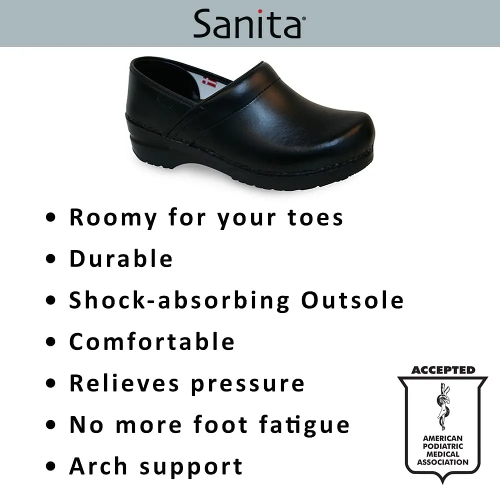 Sanita Sonja PU Professional Women's Clog - APMA-Approved, Open-Back PU-Coated Leather Slip On Shoes