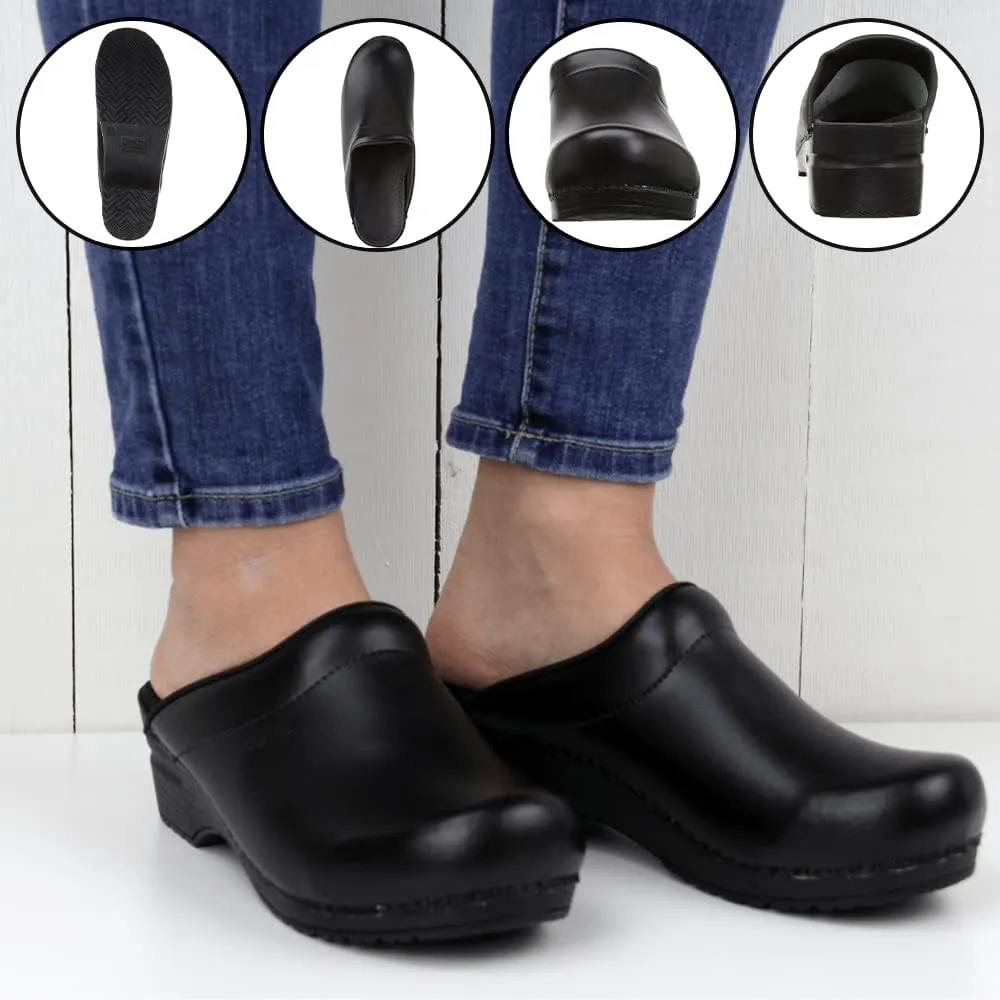 Sanita Sonja PU Professional Women's Clog - APMA-Approved, Open-Back PU-Coated Leather Slip On Shoes