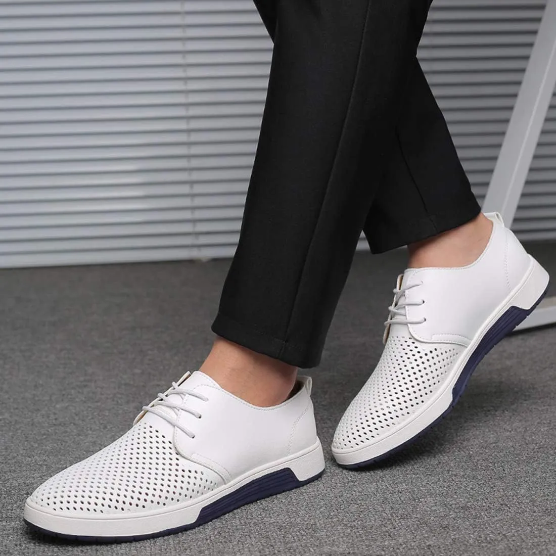 Santimon Men's Oxfords Shoes Casual Lace Up Breathable Formal Dress Mens Slip On Sneakers