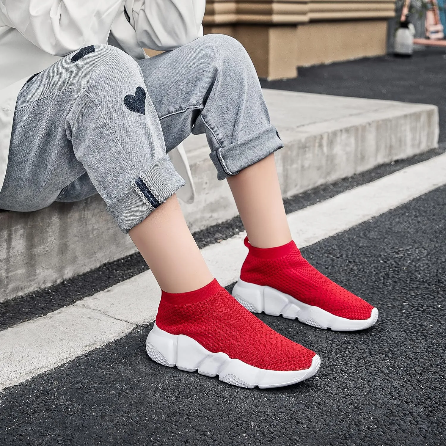 Santiro Boys Shoes Girls Sock Shoes Breathable Knit Slip On Shoes