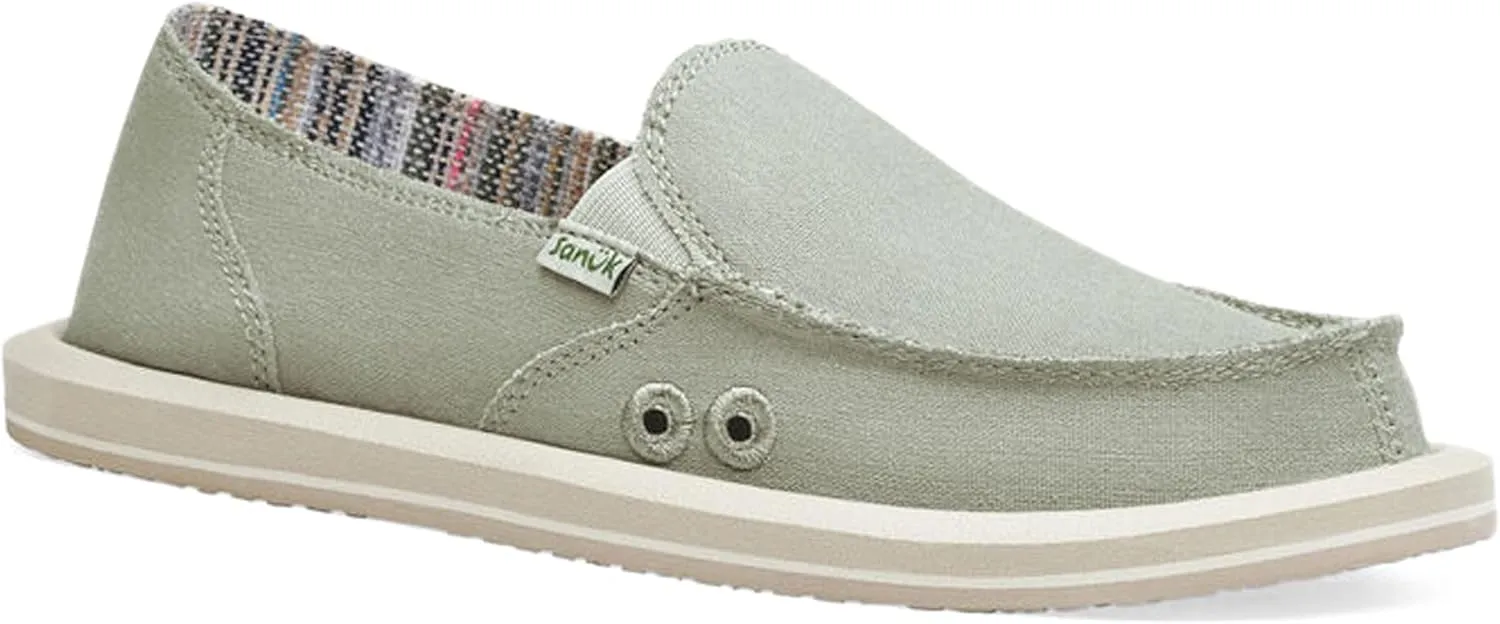 Sanuk Womens Donna Hemp Loafers | Womens Shoes | Slip On Shoes for Women | Women's Slip-on Loafers | Memory Foam Footbed