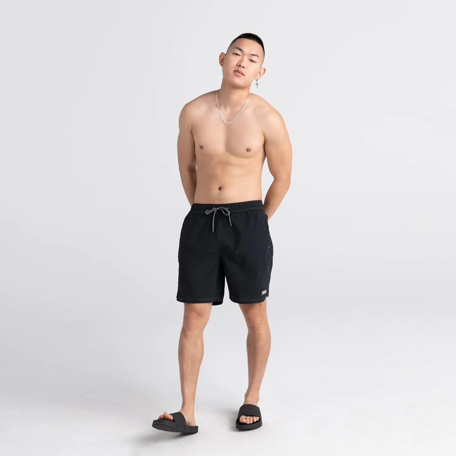SAXX Underwear Co. Men's Oh Buoy 2N1 Volley 7" with Built-in Pouch Support, Core
