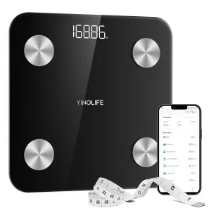 Scale for Body Weight, Digital Smart Bathroom Weight Scale with BMI, Body Fat, Muscle Mass, Accurate 20 Body Composition Scale, 10.2" Compact Scale with APP, 400lb, Black