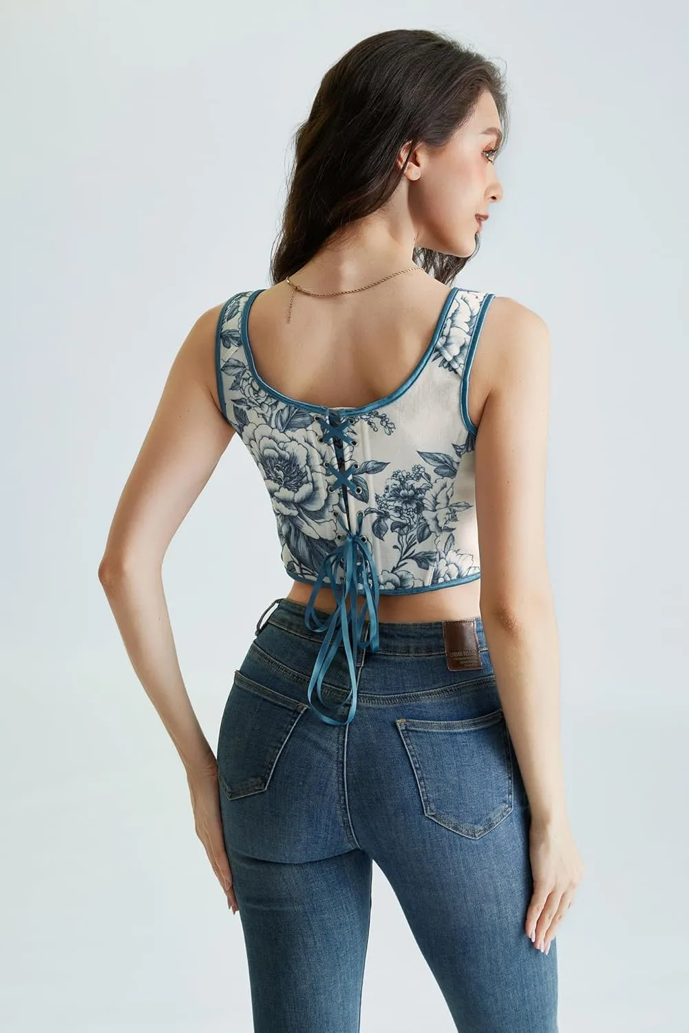 Scarlet Darkness Corset Tops for Women Renaissance Lace Up Floral Bustier Tops Size 6-16