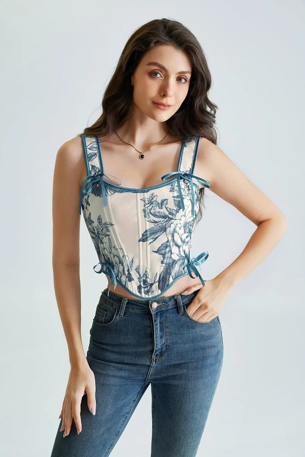 Scarlet Darkness Corset Tops for Women Renaissance Lace Up Floral Bustier Tops Size 6-16