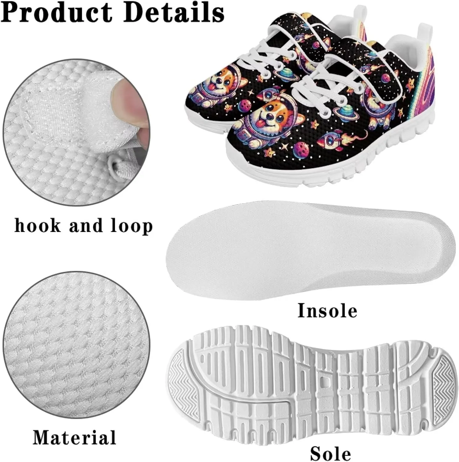 School Sneakers for Girls Boys Running Tennis Shoes Kids Slip on Shoes