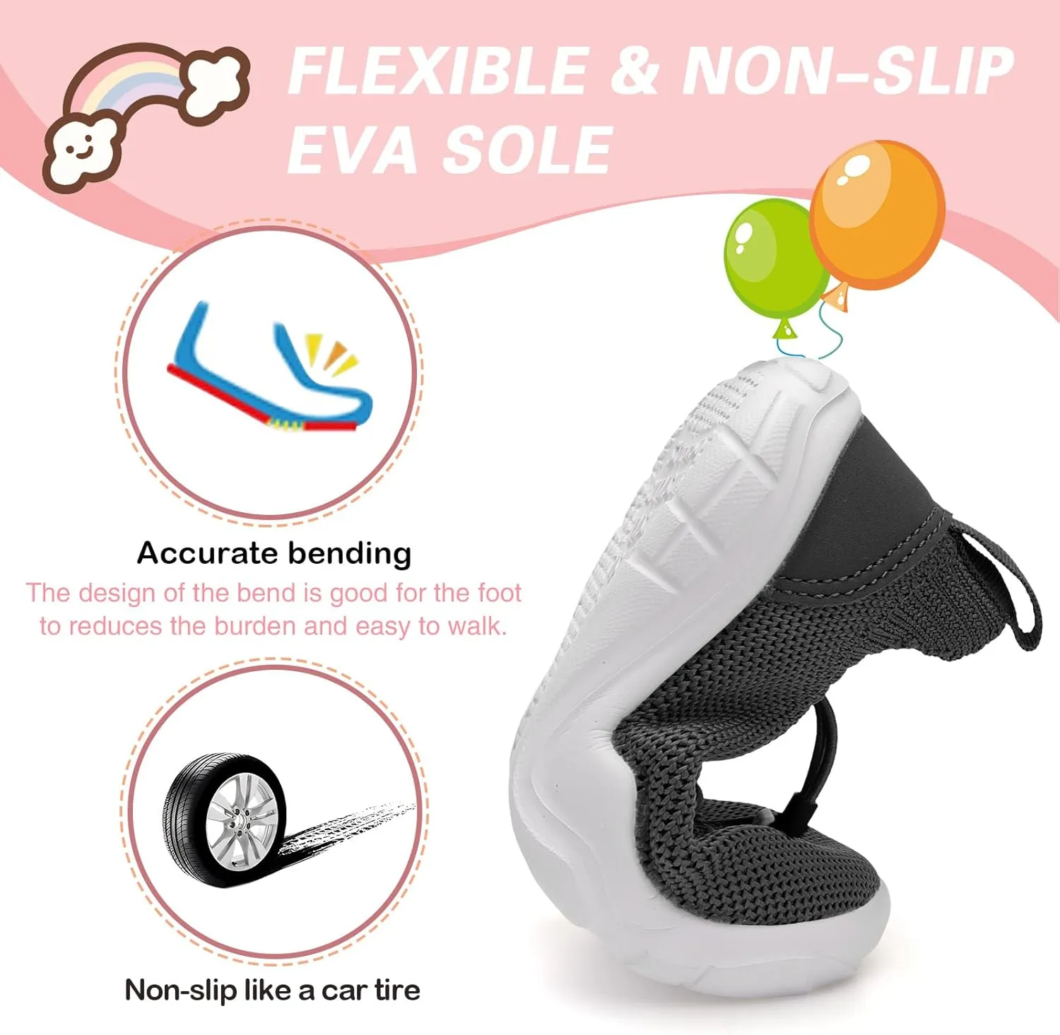 Scurtain Toddler Shoes Boys Girls Tennis Shoes Kids Barefoot Shoes Slip on Sneakers Breathable Walking Running Shoes