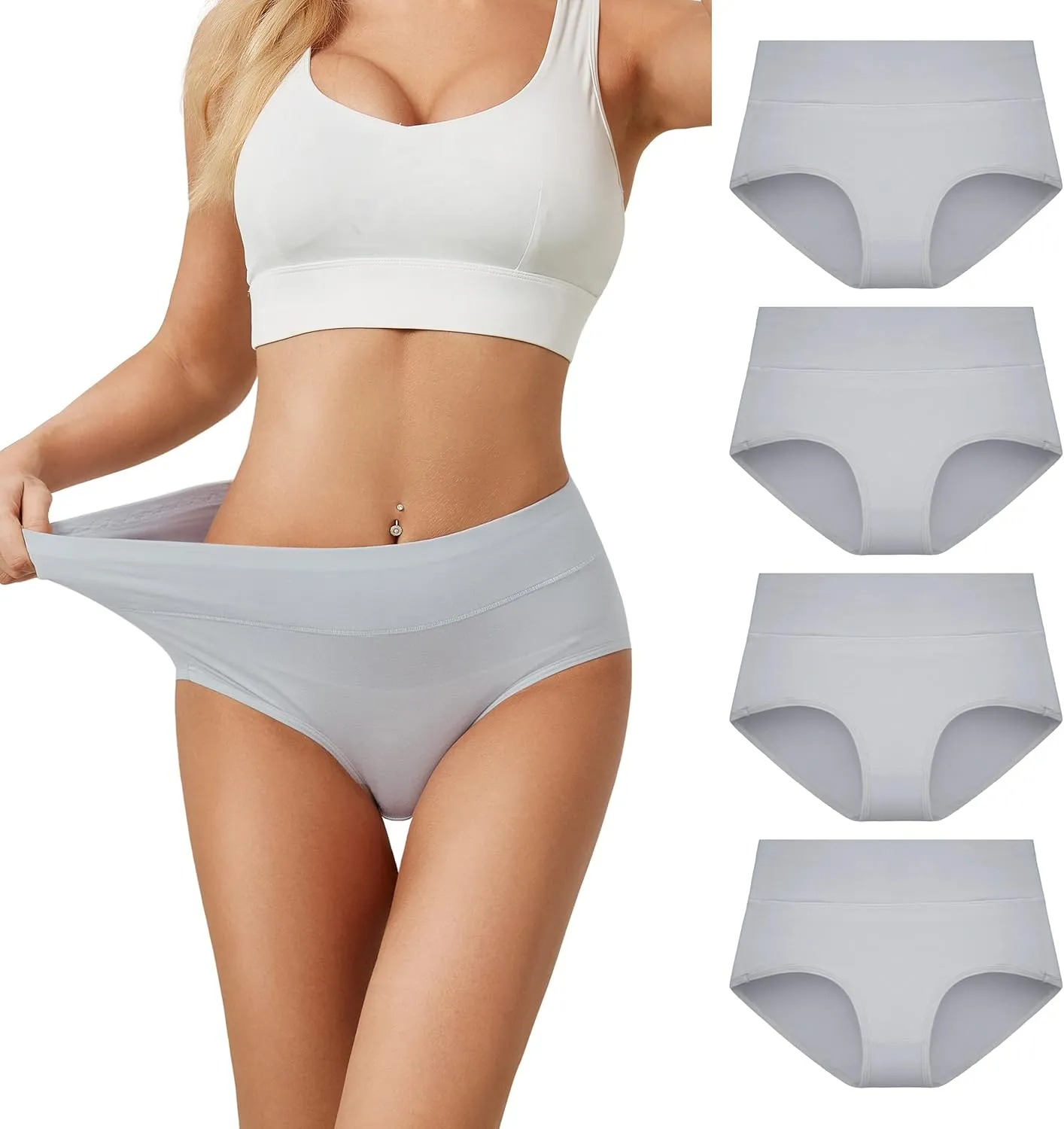 SERISIMPLE Viscose Bamboo Women Luxury Underwear Silky Comfy Ultra Soft Briefs Stretch High&Mid Waist Panties 4 pack