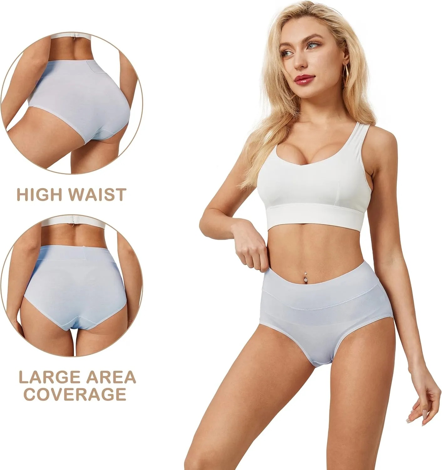 SERISIMPLE Viscose Bamboo Women Luxury Underwear Silky Comfy Ultra Soft Briefs Stretch High&Mid Waist Panties 4 pack