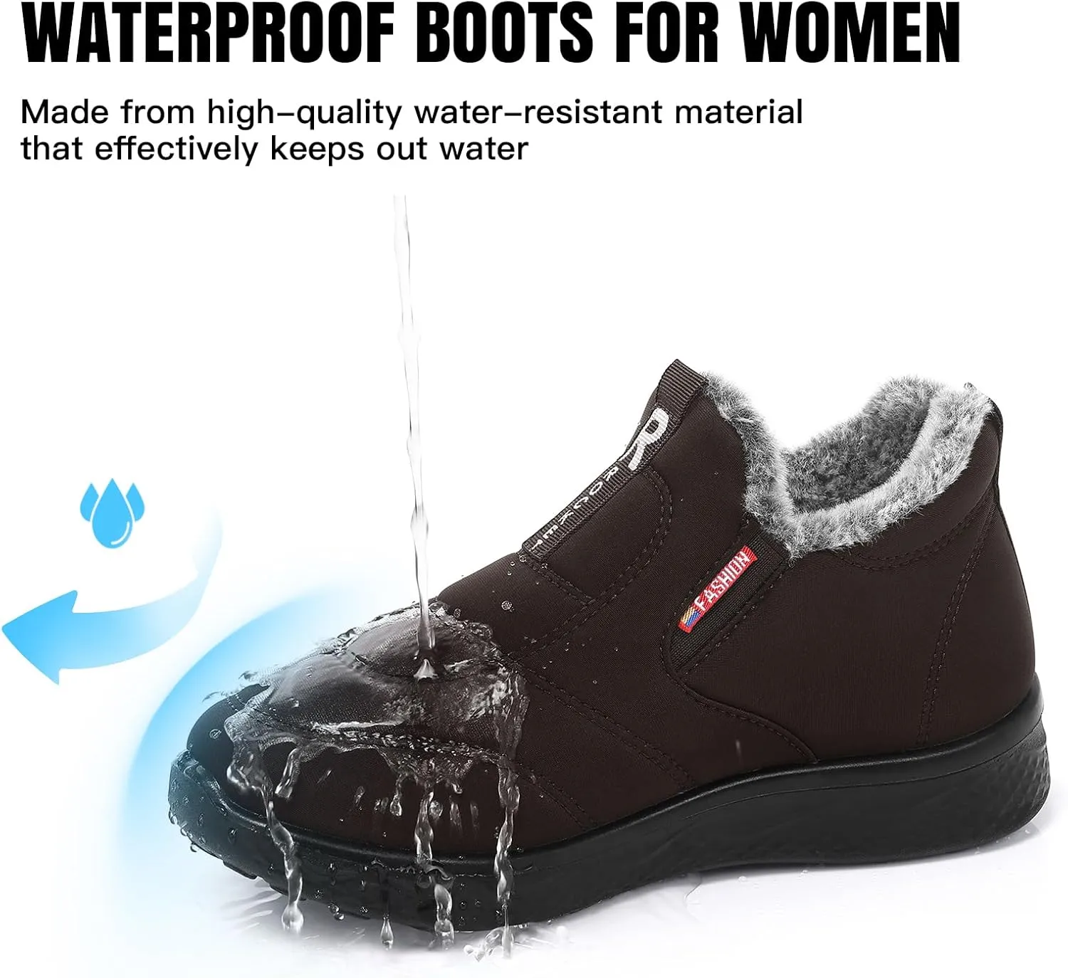 SHIBEVER Womens Winter Snow Boots: Waterproof Insulated Warm Fur Lined Ankle Slip On Walking Comfortable Outdoor Boot