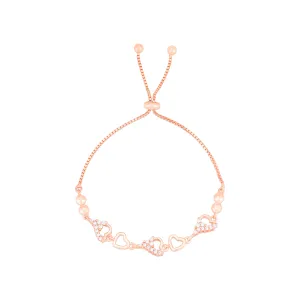 Shining Sleek Hearts Rose Gold Plated 925 Bracelet