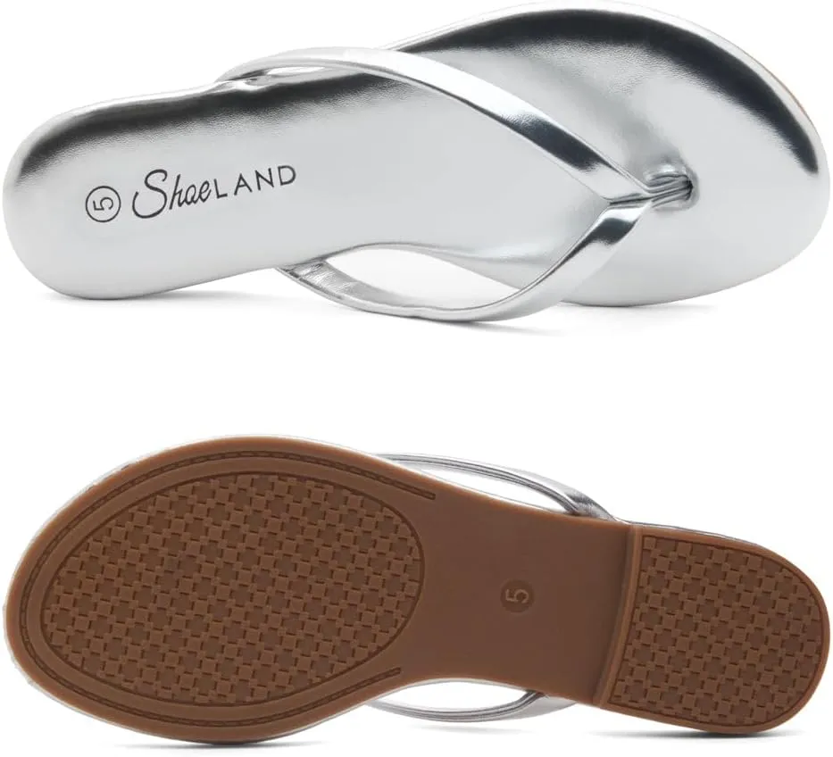 Shoe Land Flip Flops for Women 2025 - Memory Foam Slides & Flat Sandals | Ultra-Comfortable Thong Lightweight Summer Shoes for Beach, Pool & Dressy Outfits