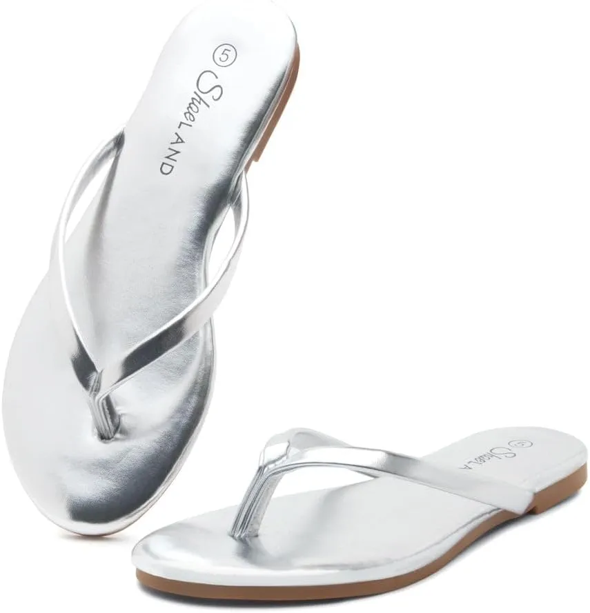 Shoe Land Flip Flops for Women 2025 - Memory Foam Slides & Flat Sandals | Ultra-Comfortable Thong Lightweight Summer Shoes for Beach, Pool & Dressy Outfits