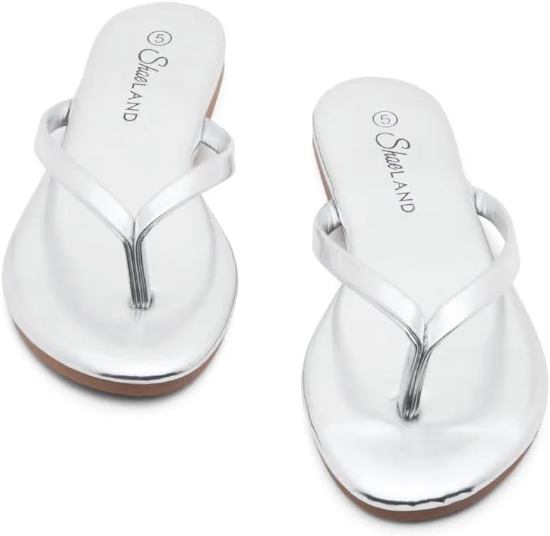 Shoe Land Flip Flops for Women 2025 - Memory Foam Slides & Flat Sandals | Ultra-Comfortable Thong Lightweight Summer Shoes for Beach, Pool & Dressy Outfits