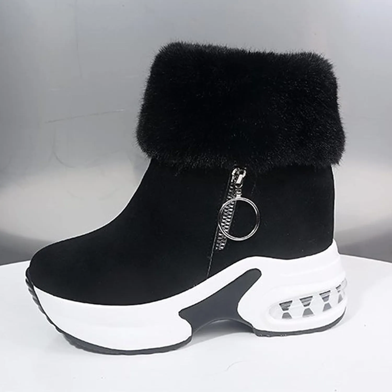 Shoes for Women,Fashion Women's Casual Thicken Heel Shoes Breathable Slip-on Wedges Thermal Boots