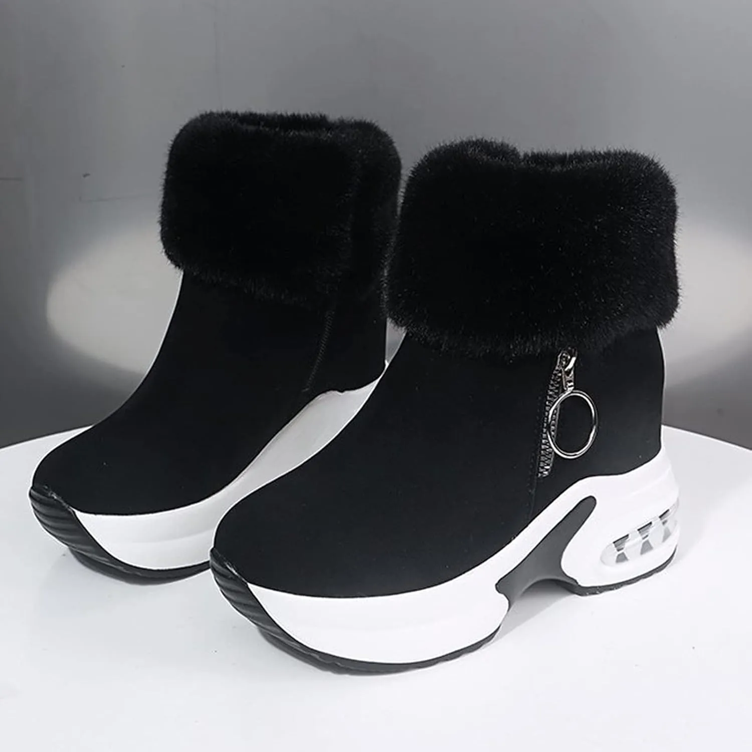 Shoes for Women,Fashion Women's Casual Thicken Heel Shoes Breathable Slip-on Wedges Thermal Boots