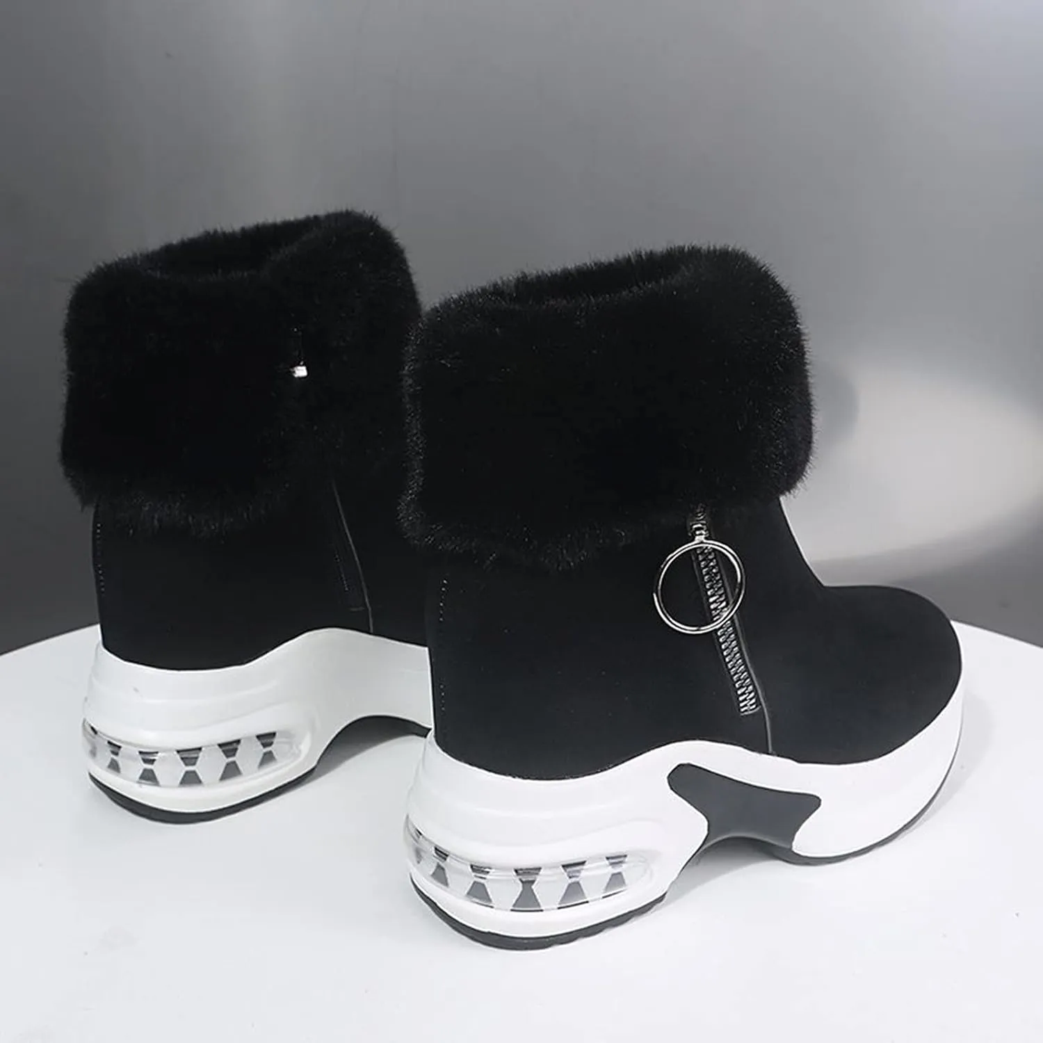Shoes for Women,Fashion Women's Casual Thicken Heel Shoes Breathable Slip-on Wedges Thermal Boots