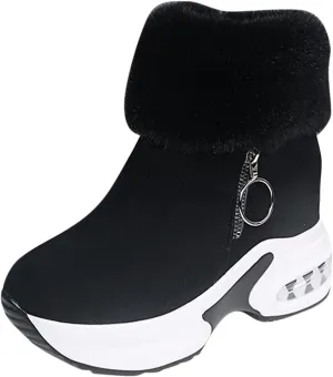 Shoes for Women,Fashion Women's Casual Thicken Heel Shoes Breathable Slip-on Wedges Thermal Boots