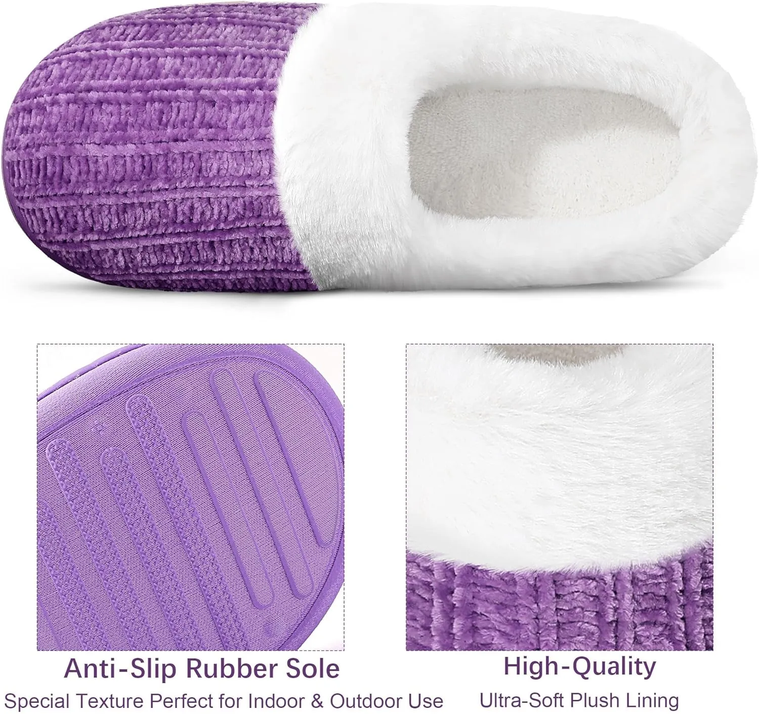 shoeslocker Womens Memory Foam Fuzzy Slippers Knitted House Slippers for Women Comfy Slip-On Warm House Shoes