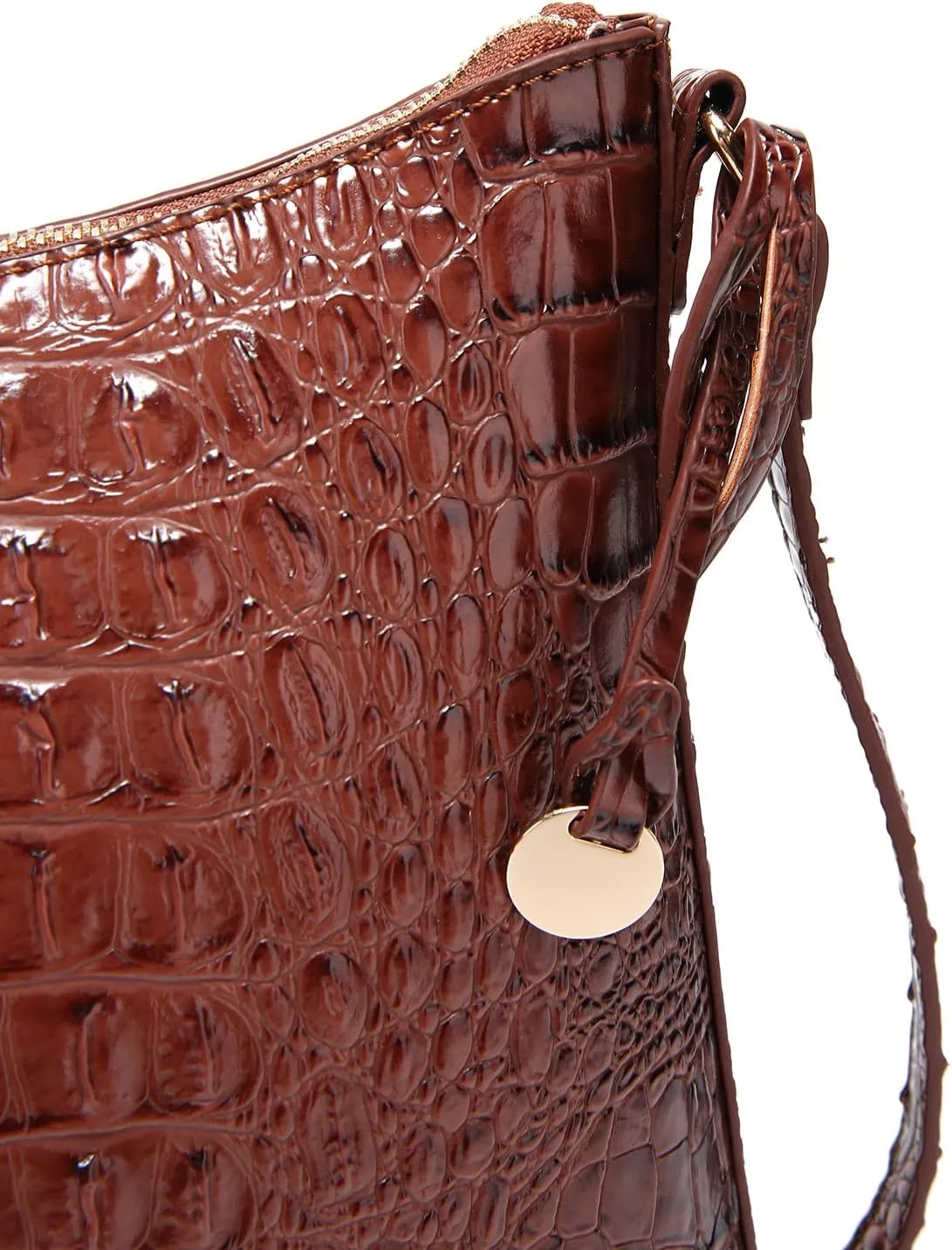 Shoulder Crocodile Flat Handbags for Women trendy Ladies Bag Crocodile PU Leather Crossbody Purse with Strap